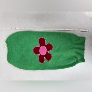 Dickens Closet by Petco- Green Dog Sweater with Pink Flower